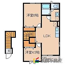 エテルノビルゴB 201 ｜ 福岡県朝倉市頓田430-1（賃貸アパート2LDK・2階・42.45㎡） その2