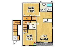 福岡県朝倉市牛木7（賃貸アパート2LDK・2階・58.02㎡） その2