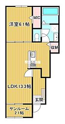 フィールドタウン 1階1LDKの間取り