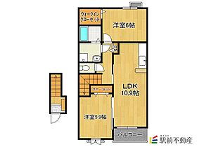 福岡県朝倉郡筑前町原地蔵2393-5（賃貸アパート2LDK・2階・57.19㎡） その2