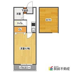 レモンバーム2 1Kの間取図画像