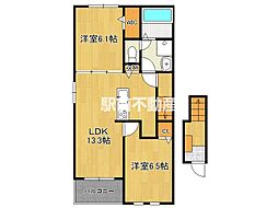 ベル　オーブ　I 2階2LDKの間取り