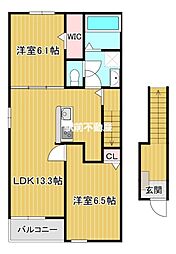 ソラーナ　ミチB 2階2LDKの間取り