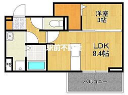 フリーデンやりた 3階1LDKの間取り