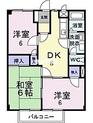 メゾンソレイユ 3DKの間取図画像