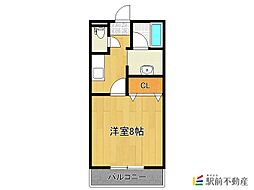 甘木鉄道 甘木駅 徒歩15分の賃貸アパート 3階1Kの間取り