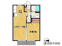 アビタシオン 1LDKの間取図画像