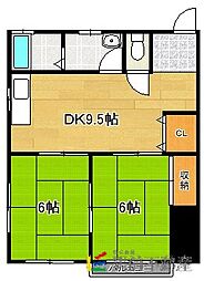 ハイツ千足2 2LDKの間取図画像
