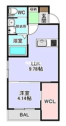 zinn 1LDKの間取図画像