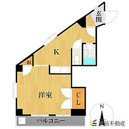 フラワーガーデン 1Kの間取図画像