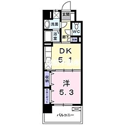 フォーウィルズコート2グランデューク 1DKの間取図画像