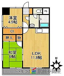 サンライトビル 2LDKの間取図画像
