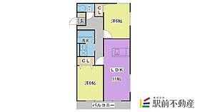 カーザミアII 105 ｜ 福岡県久留米市東合川町448（賃貸アパート2LDK・1階・53.98㎡） その2