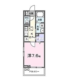 オリーブ 2階1Kの間取り