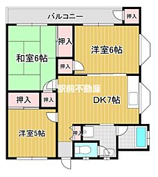 ハイライフみづほ 3DKの間取図画像