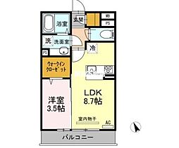 primrose 1LDKの間取図画像