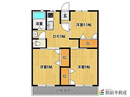 組坂ビル8 3DKの間取図画像