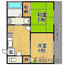 柴田ハイツ 2DKの間取図画像