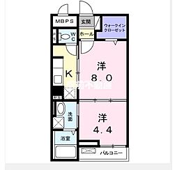 グランツ桜 1DKの間取図画像