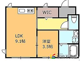 CREST　COURT花畑 102 ｜ 福岡県久留米市花畑1丁目7-14（賃貸アパート1LDK・1階・31.50㎡） その2