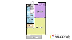 モンシェリ 1DKの間取図画像