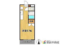 コーポラスK2 1Kの間取図画像