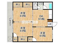ガーデン津福 3DKの間取図画像