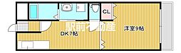 アメニティー2 1DKの間取図画像