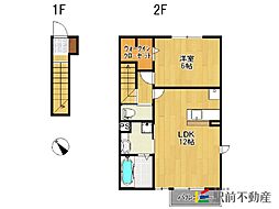 オプティマムハウス　A棟 2階1LDKの間取り