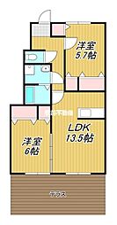 CASAFIORE中原 2LDKの間取図画像