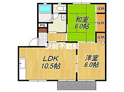 セントラルグレイスD 2LDKの間取図画像
