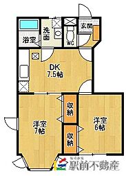 ラフェーヌA 2DKの間取図画像