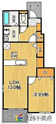 メゾン・レーブ2 1LDKの間取図画像