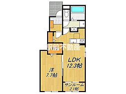 ハピネスVI 1LDKの間取図画像