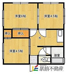 大久保借家 1階3Kの間取り