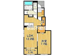 ブリアン　メゾン　みやき　B 1階1LDKの間取り