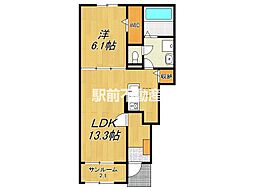 ポタージュ 1階1LDKの間取り