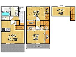 プロスペラール　I 1階2LDKの間取り