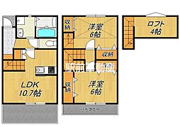 プロスペラール　I 2階2LDKの間取り