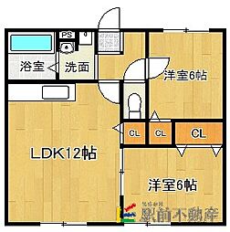 エヴァーグリーン神埼弐番館 2LDKの間取図画像