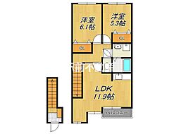 エスポアール 2LDKの間取図画像