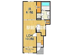 メゾン・ド・アムール II 1LDKの間取図画像