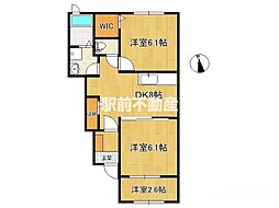 Yコンドル 2DKの間取図画像