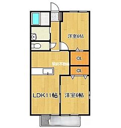 グランコートA 2LDKの間取図画像