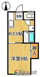 セゾンド松永 1Kの間取図画像