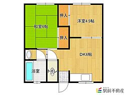 棚町コーポ 2DKの間取図画像