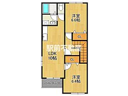 アンドワン東館 2LDKの間取図画像