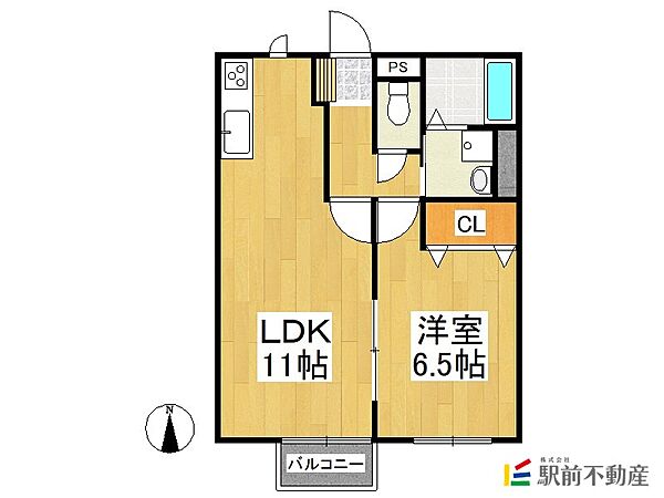 レトアフリージアB棟 101｜福岡県八女市龍ヶ原(賃貸アパート1LDK・1階・40.30㎡)の写真 その2