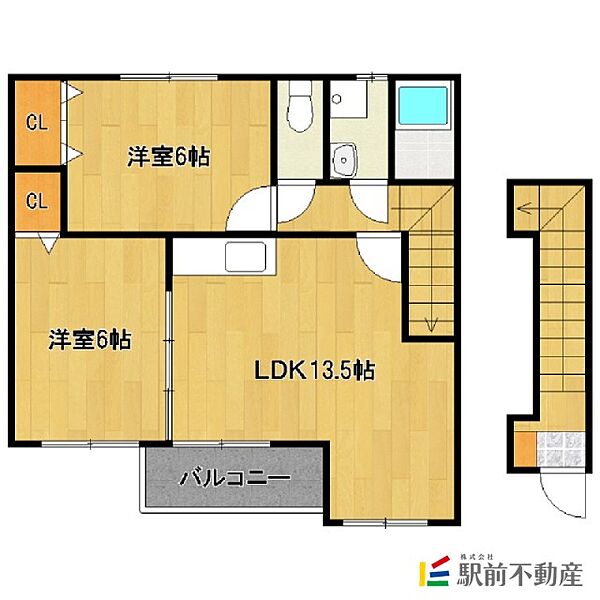 プレジオけやきB棟 B201｜福岡県筑後市大字徳久(賃貸アパート2LDK・2階・56.93㎡)の写真 その2