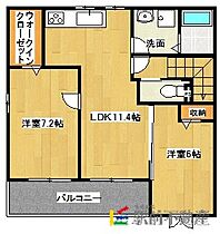 福岡県筑後市蔵数1030-10（賃貸アパート2LDK・2階・59.13㎡） その2